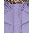 thumbnail image 3 of Pink Platinum Girls Solid Hooded Winter Puffer Coat with Leopard Print, Sizes 4-16, 3 of 3