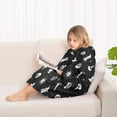 thumbnail image 4 of Black Halloween Cat Skull Pattern Blanket Hoodies for Kids 6-13YR Oversize Wearable Blanket Hoodies for Boys Girls Teens, 4 of 7