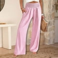 thumbnail image 2 of IWRICH Women's Striped Gingham Palazzo Pants Wide Leg High Waisted Home Pajama Pants Cute Casual Trousers with Pockets Pink XL, 2 of 5