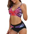 thumbnail image 2 of LAICAIW Womens Two Piece Swimsuits Wrap Front Bikini High Waisted Bottom Tummy Control Bathing Suits Vintage Print Swimwear, 2 of 7
