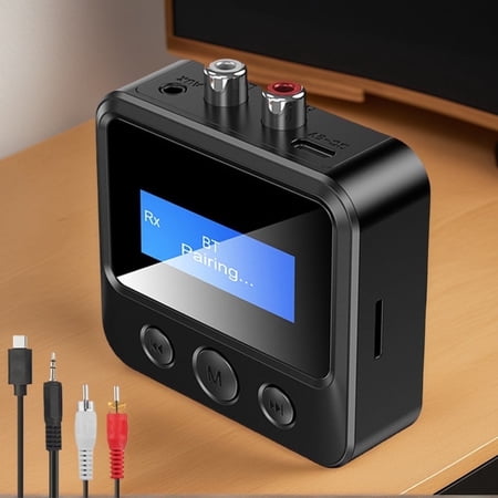 Bluetooth Transmitter Receiver, 2 Channel Stereo Receiver with RCA 3.5mm AUX and Display, Music Audio Adapter