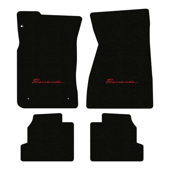 Lloyd Mats LogoMat Custom-Fit 4PC Carpet Floor Mats for 1970-1974 Plymouth Barracuda w/Auto Transmission, Black
