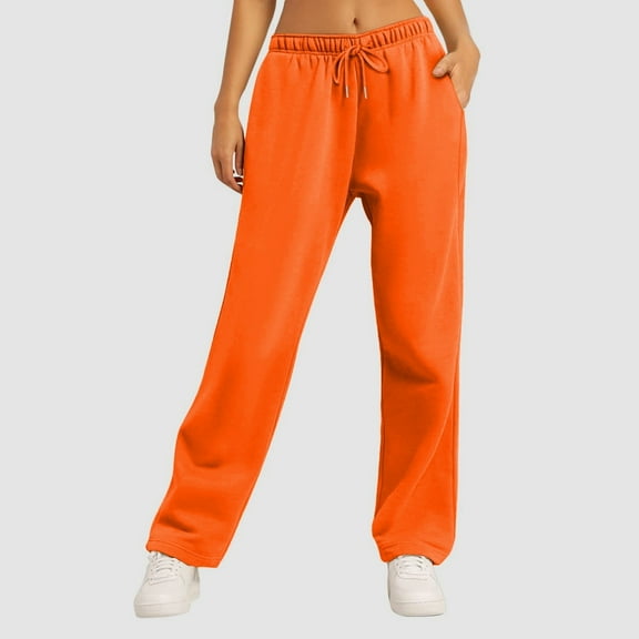 Womens Trousers Ladies Casual Pants Orange Baggy Pants Women Lounge Pants Women High Waisted Trousers Women Women Fall Pants