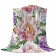 thumbnail image 6 of Pink Purple Hydrangea Blanket Soft Cozy Warm Throw Blanket for Couch, Plush Fuzzy Flannel Fleece Blankets for Sofa, Spring Pastoral Flowers Bed Blankets Lightweight Gifts for Women, 40"x60", 6 of 9
