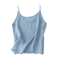 thumbnail image 5 of Jsaierl Women's V Neck Spaghetti Strap Linen Cami Top, Pocket Detail Crinkled Lightweight Camisole, Beach Vacation Casual Layering Vest, 5 of 10