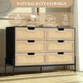 thumbnail image 4 of EDTara Commode Haute à 6 Tiroirs en Rotin, Armoire de Rangement Moderne en Bois pour Chambre, Salon, Garde-Robe Ou Entrée, 4 of 6