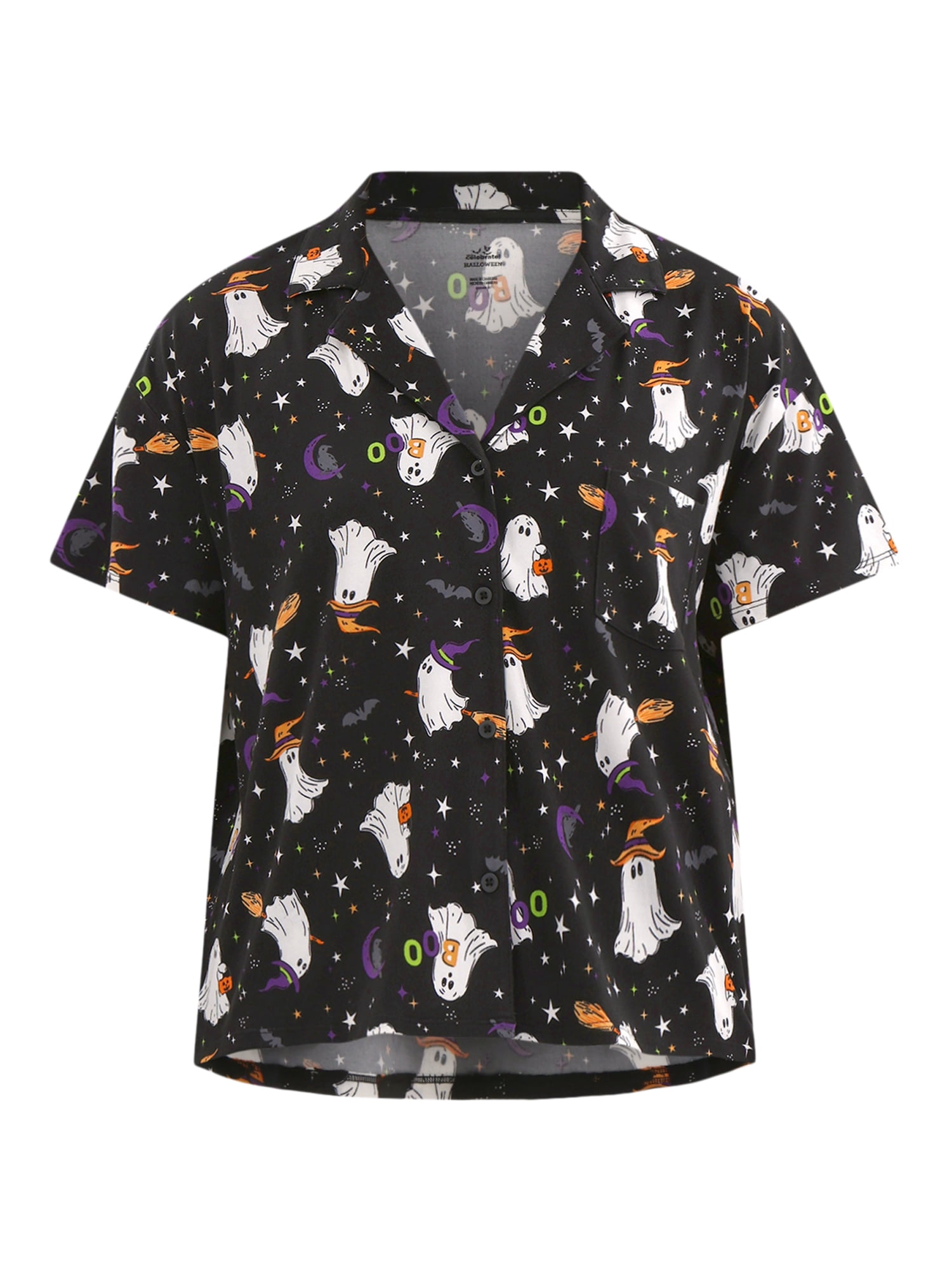 Halloween Women’s Printed Notched Top and Shorts Pajama Set from Way to Celebrate, 2-Piece, Sizes XS-3X
