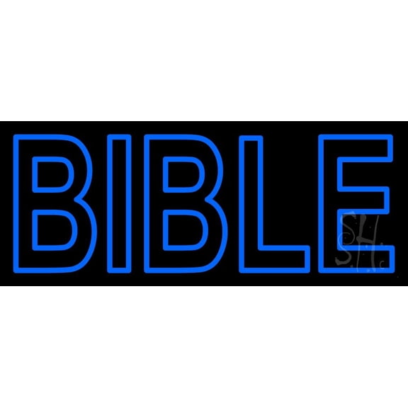 Blue Bible LED Neon Sign 13" Tall x 32" Wide - inches Black Square Cut Acrylic Backing, with Dimmer - Premium built indoor Sign for Home décor, Event, Religious place, Store interior, Office.