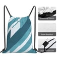 thumbnail image 5 of Leisure Draw String Mouth Backpack 16 X 14 Woven Band Durable Not Easy To Fall Off In Travel Portable Draw String Design Cyan Stripe_4, 5 of 8