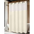 thumbnail image 4 of Cream No Hook Shower Curtain Waterproof, Bathroom Curtains with Snap in Liners and See Through Top Window, Modern Pure Beige Hotel Style Bathtub Curtains Shower 72"Wx96"L, 4 of 8