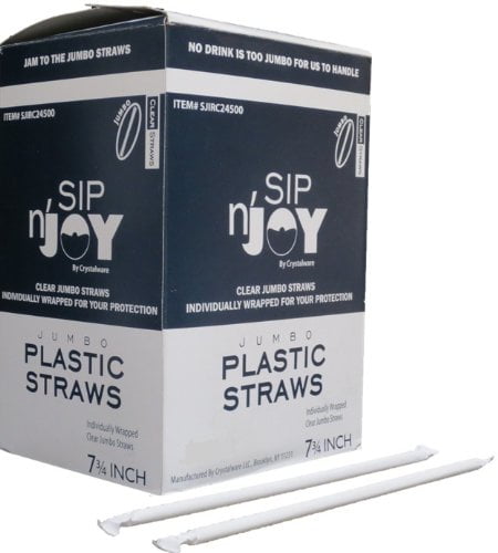 8-3/4" NEW INDIVIDUALLY WRAPPED 300 DRINKING STRAWS LOT of CLEAR 