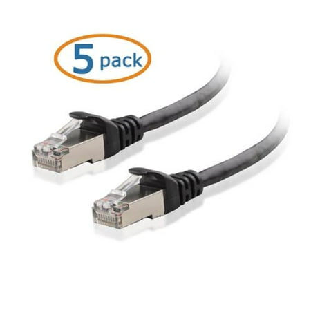 Cable Matters 5 Pack, Cat6a Snagless Shielded (SSTP/SFTP) Etherent Cable in Black 4 Feet