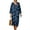 Butterfly Dark Blue, variant on COEQINE Women's Midi Dress 3/4 Sleeve Wrap V-Neck Casual Sundress, Loose Fit Linen-Like Calf Length Tunic Dress for Women, Machine Washable, Size L, Blue Rose Floral