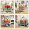 thumbnail image 2 of 14-Drawer Rolling Storage Cart with Metal Tabletop and Pegboard, Scrapbook Paper Office School Organizer,Macaron, 2 of 8
