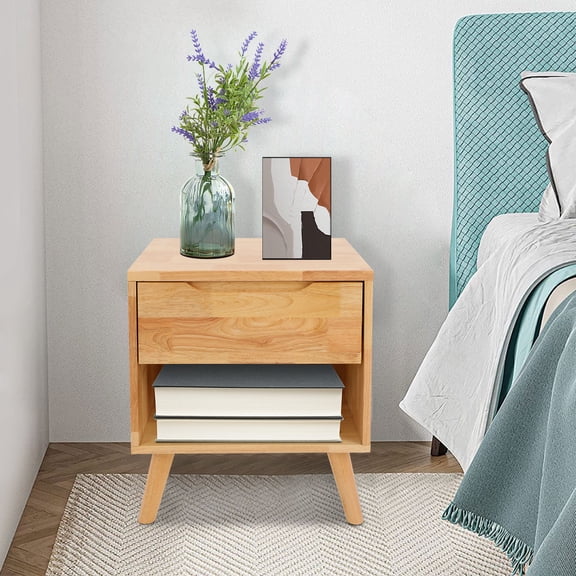 Bedside Table, Sofa Side Table, Rectangular Bedside Table with 1 Drawer