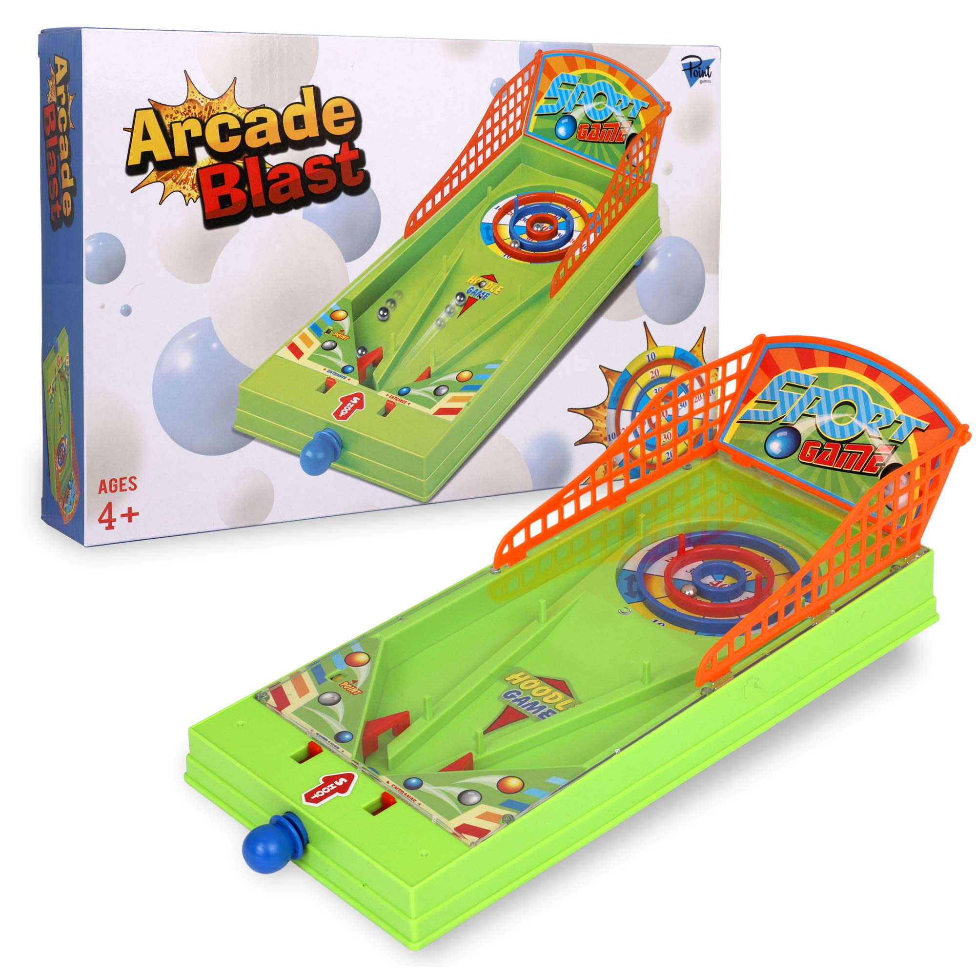 Point Games Arcade Blast - Miniature Tabletop Sports Shooting Arcade Game - Self-Contained and Safe Arcade Toy - Small Board Game- Shooting Machine for Kids