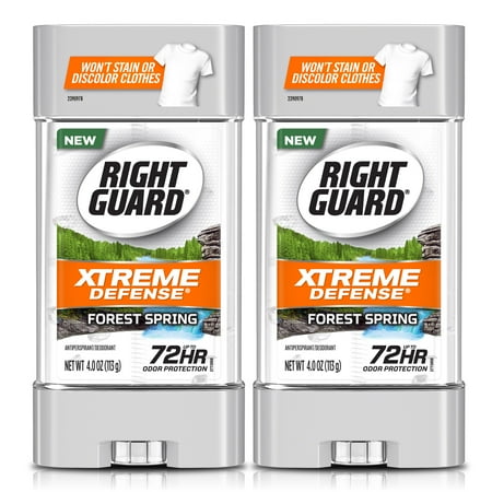 Right Guard Xtreme Defense Antiperspirant Deodorant Gel, Forest Spring, 4 oz (Pack of 2)
