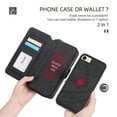 thumbnail image 4 of Allytechgroup 2 in 1 Wallet Case for Apple iPhone SE 2022/2020/ iPhone 7 8, Detachable Back Cover Zipper Purse Card Holder Shockproof Hand Wrist Phone Case for Apple iPhone SE 3rd 2nd Gen, Black, 4 of 8