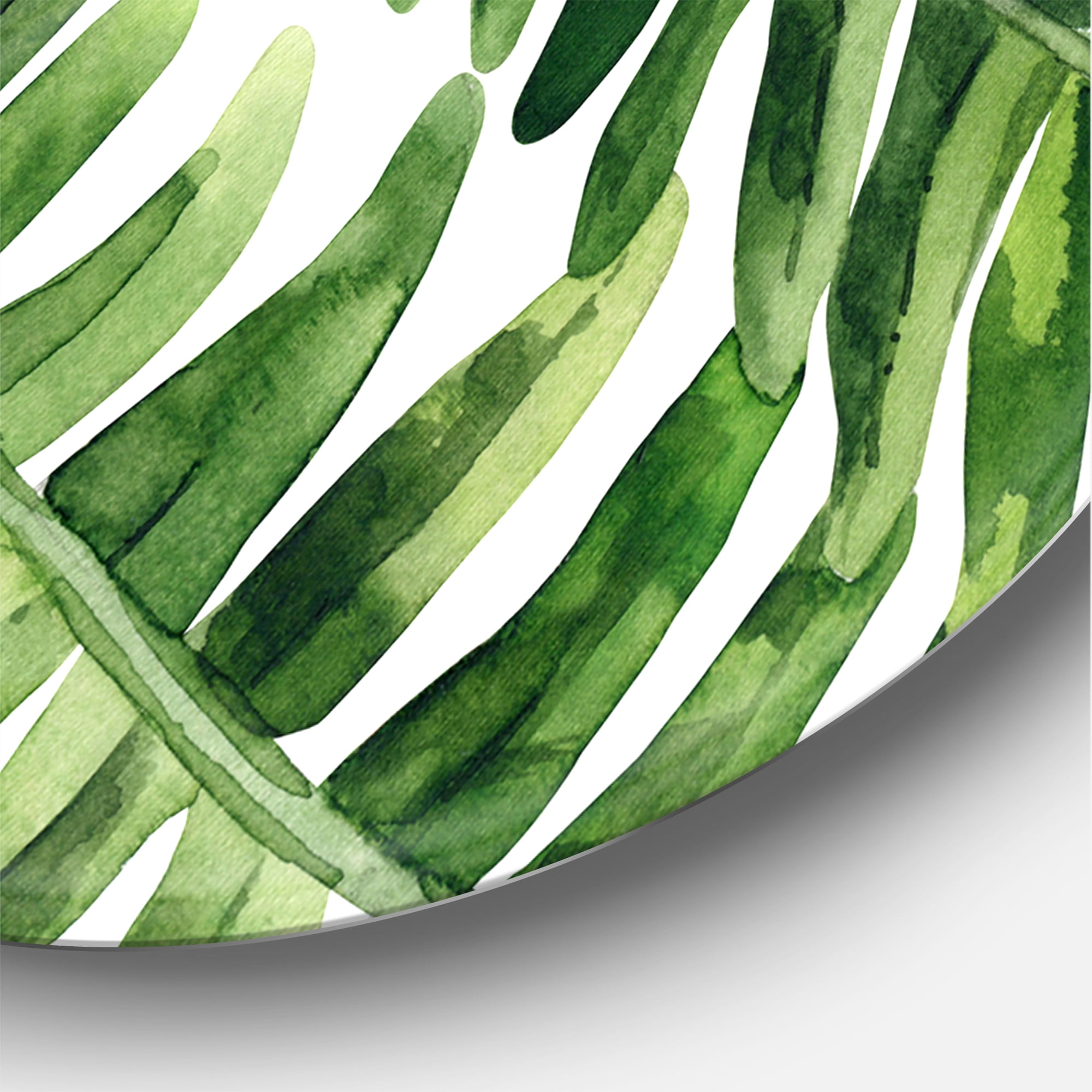Designart 'Fern Plant Leaves Detail I' Farmhouse Circle Metal Wall Art 36x36 - Disc of 36