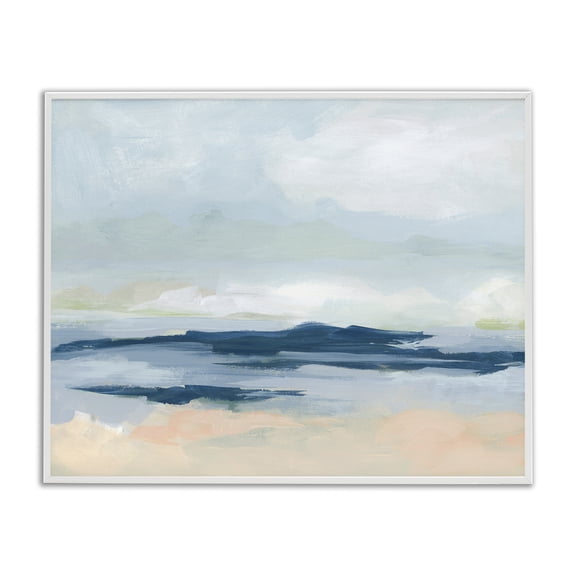 Stupell Industries Contemporary Abstract Cloudy Ocean Landscape White Framed Giclee Art, 14 x 11, by June Erica Vess