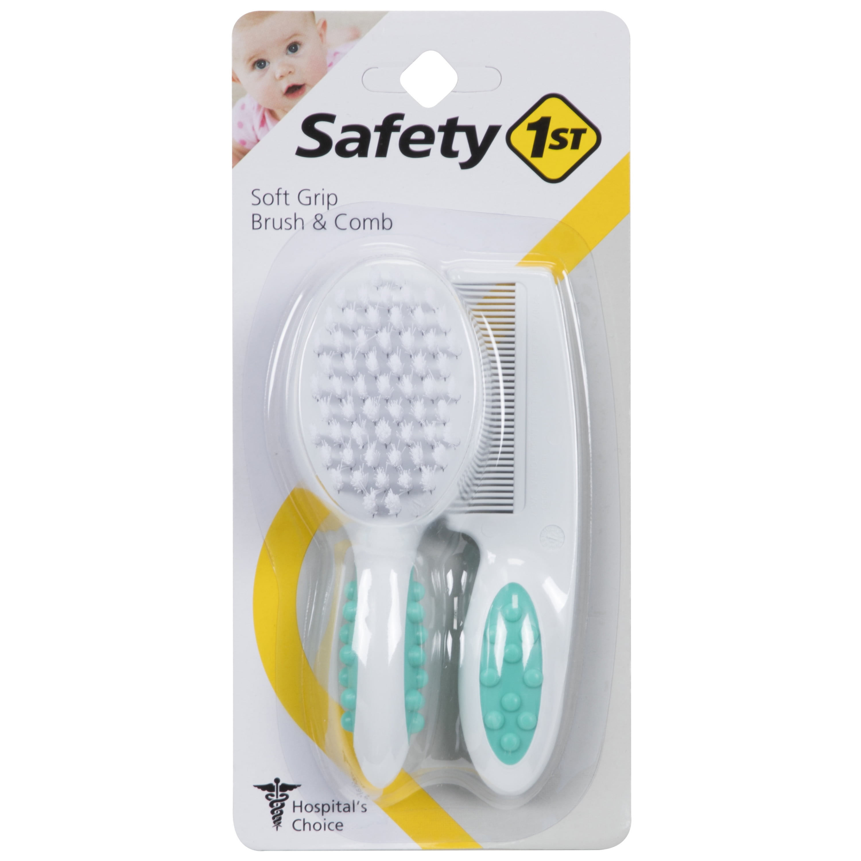 Safety 1 Soft Grip Brush & Comb, Artic Blue