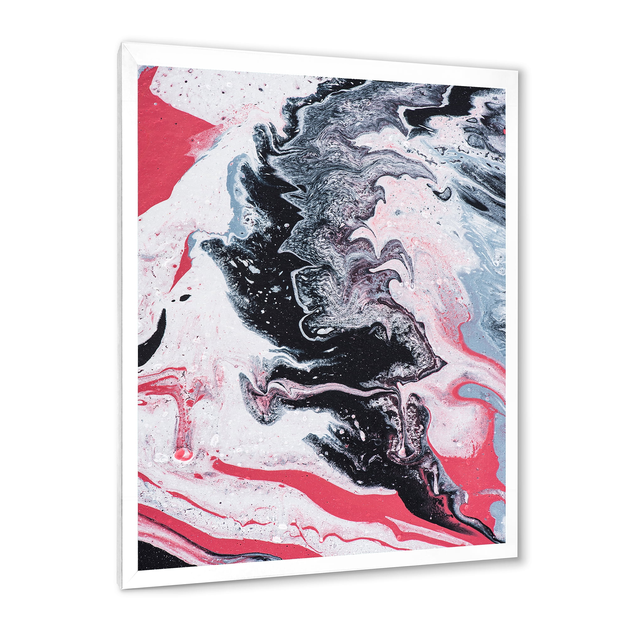 Designart 'Abstract Marble Composition In Gray and Pink I' Modern Framed Art Print