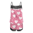 thumbnail image 4 of Fewfanhot Valentine Pajamas Women Lace Trim Cami Top & Shorts Sleepwear Love Heart Graphic Romantic Nightwear, 4 of 5