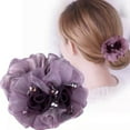 thumbnail image 2 of Mightlink Hair Band Flower Decor Soft Fabric Beads Hair Rope Anti-fall Hair-fixed High Elasticity Long-lasting Ponytail Holder Hair Accessories, 2 of 7