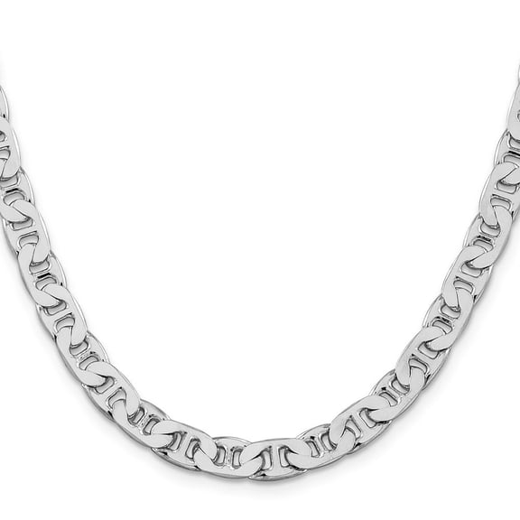 Diamond2Deal 925 Sterling Silver Rhodium-plated 6.5mm Flat Anchor Chain Necklace for Men 20"