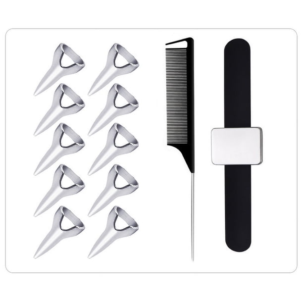 10 Piezas Anillo de Metal para Separar el Cabello Herramientas para Separar y Recoger el Cabello Dedo de Uñas Retro con Peine de Acero Peine de Peinado Puntiagudo para Cosplay de Halloween