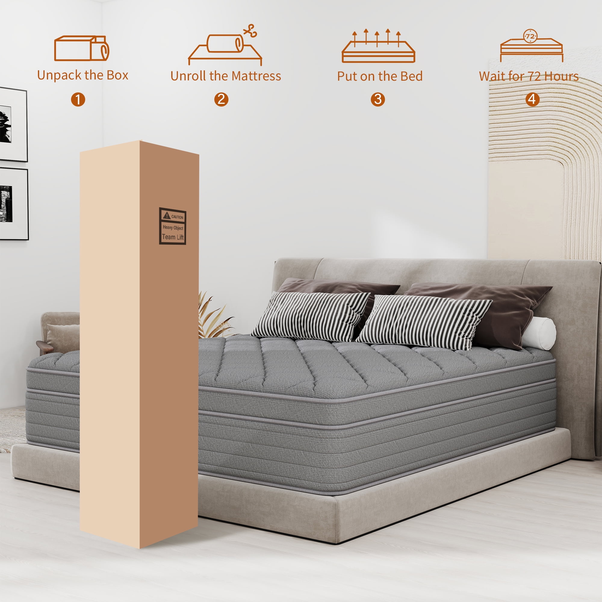 Yilicy Mattress 12 inch King Size, Gel Memory Foam Hybrid Mattress in a Box, Cozy Sleep