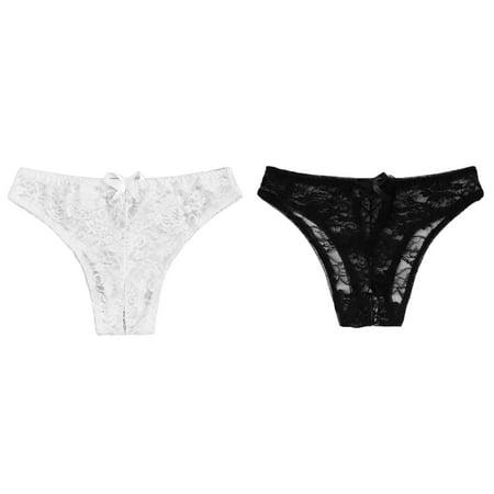 (2-Pack) Kcodviy 1Pc Women Plus Plus Size Tulle Skirt Thong Floral Underwear That Covers Brief Crotchless Lace Panty