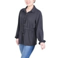 thumbnail image 2 of Long Dolman Sleeve Drawstring-Waist Tunic Top, 2 of 3