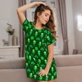 thumbnail image 3 of Easygdp leaves and glasses of beer for St. Patrick's Day Camisón de manga corta para mujer, informal, estampado, 3 of 6