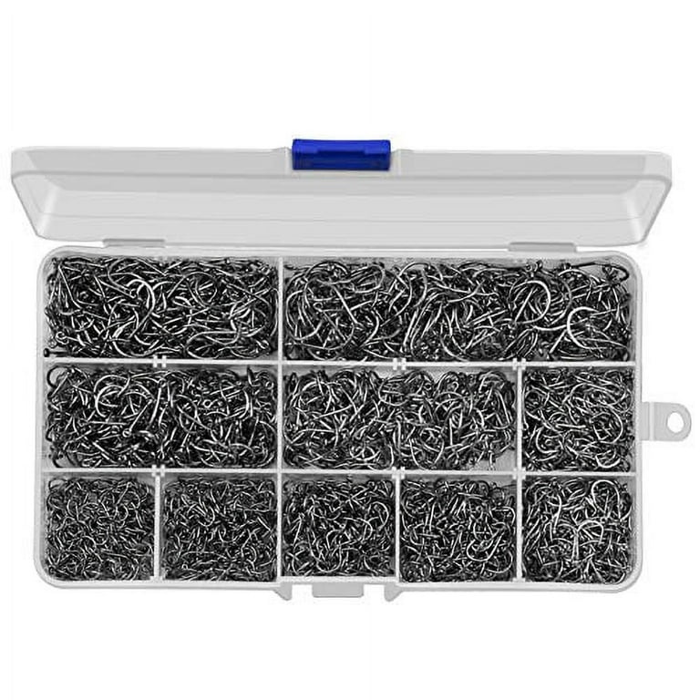 HETH 2000pcs Fishing Worm Hooks High Carbon Steel Wide Gap Offset