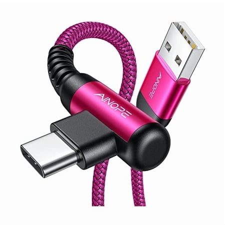 xzyuan Type C Cable [2-Pack 6.6ft] 3.1A Type C Charger Fast Charging Right Angle Resistant Nylon Braided S9 Charger Compatible with Galaxy S10 S9 Plus S21 Note 10 9 LG USB C Cable