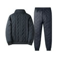 thumbnail image 4 of Men’s Two Piece Quilted Tracksuit Set with Full Zip Stand Collar Jacket and Elastic Waist Drawstring Pants for Winter, 4 of 5