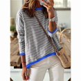 thumbnail image 4 of Suéteres de Mujer de Larga, Cuello Redondo, Rayas de Colores, Suéteres Casuales de Punto Negro y Azul M, 4 of 9