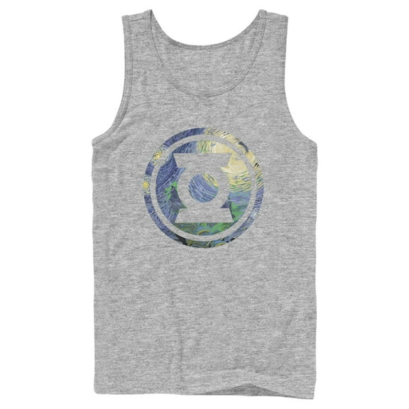 Men's Justice League Green Lantern Starry Night Logo Tank Top Athletic Heather Medium