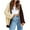 Brown Coat for women, variant on jtjvou Women's Fall Color Block Vertical Striped Open Front Oversized Mid Long Cardigan Sweaters Coat Brown L