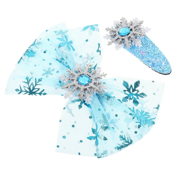LEORX 4pcs Hair Bows for Women Girls Snowflake Headpiece Multi layered for Christmas