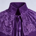 thumbnail image 4 of Iyufng Women's Halloween Velvet Short Cape Stand Collar Lace Trim Shoulder Cloak Front Ribbon Tie Vampire Witch Cosplay Wrap Cover Up for Halloween Evening Party Carnival, 4 of 7