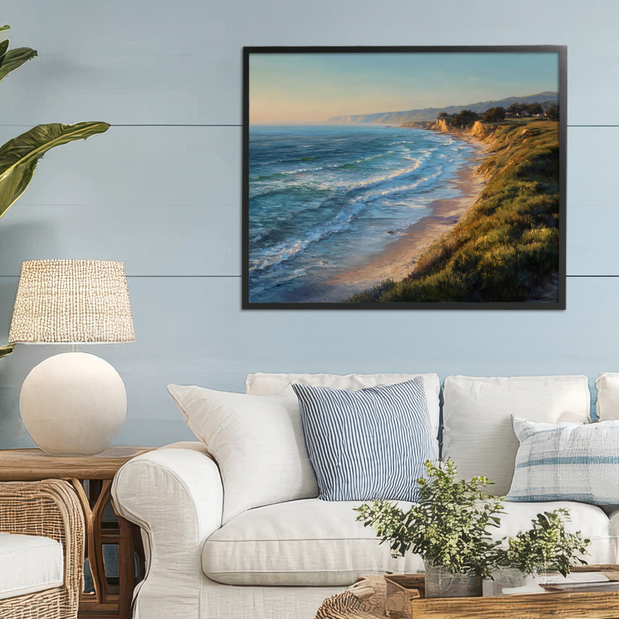 Stupell Industries Rounded Coastline View Black Framed Giclee Art, design by Franklyn Gregory
