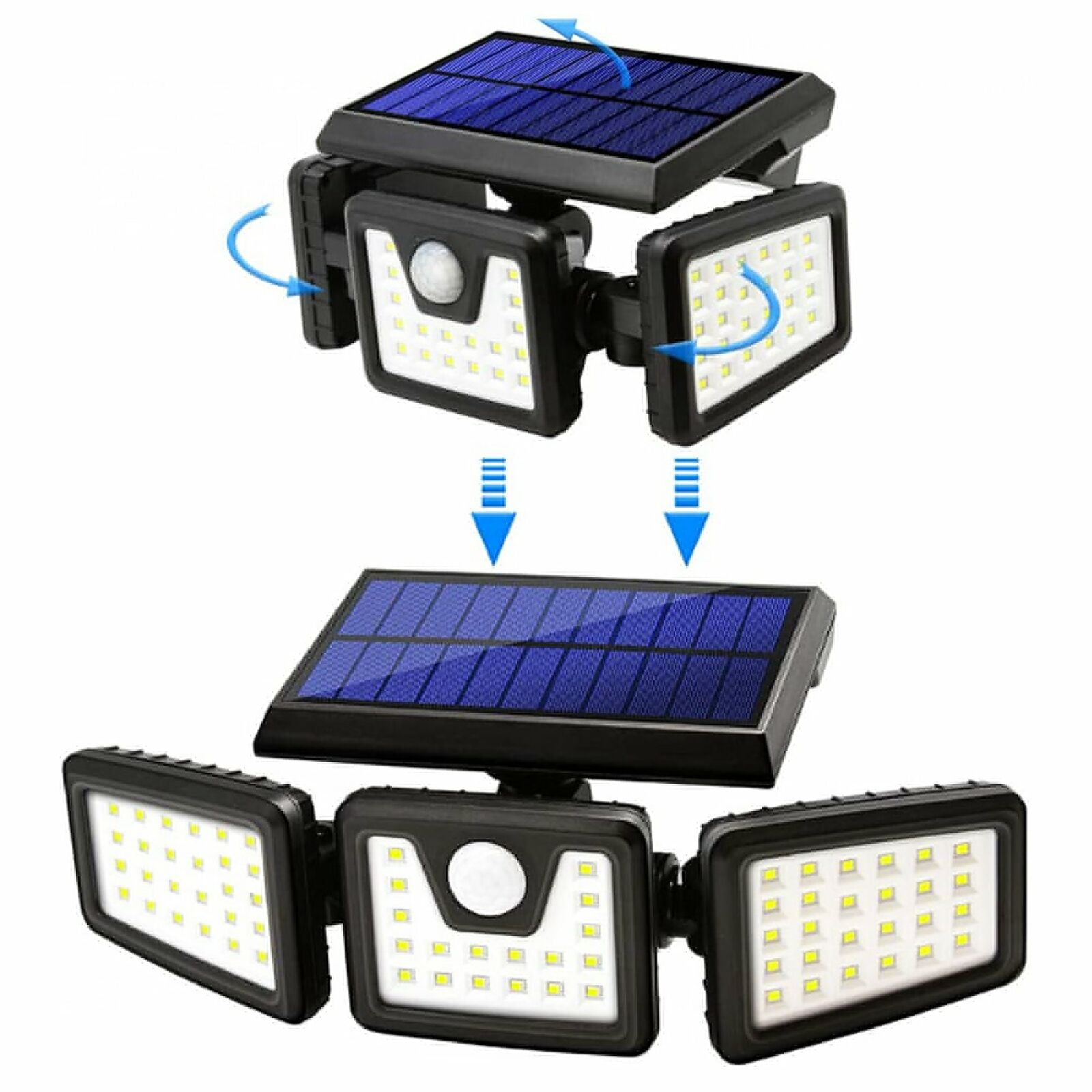 2X74 LED Solar Powered 10W PIR Motion Sensor Light Garden Outdoor Security Light 
