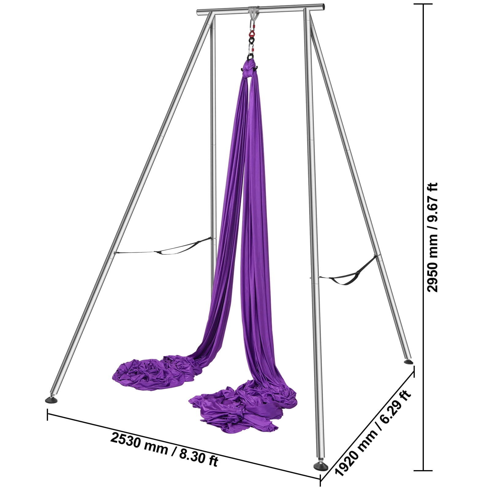 KFFKFF Yoga 551.15 lbs Swing Stand Hammock Aerial Silk Kit Load Yoga Frame Purple
