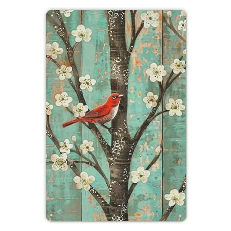 

PRATYUS Kitchen Decor Summer Funny Wall Decor Bird Flowers Folk Art Hanging Artwork for Home Cafe Office Store Pubs Club 8x12Inches