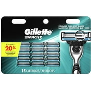 4 Pack - Gillette Mach3 Men's Razor Blade Refills, 15 Count