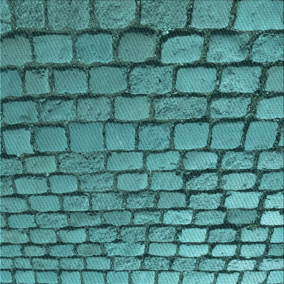 Ahgly Company Indoor Square Patterned Turquoise Green Area Rugs, 7' Square