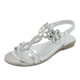 thumbnail image 4 of Sandalias de tobillo elásticas a la moda para mujer sandalias con flores de diamantes de imitación para viajes al aire libre, 4 of 9