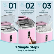 Simzlife Countertop Ice Maker with Handle,Portable Ice Machine with Basket and Scoop, 9 Bullet Ice In 6 Mins, 26Lbs/24H, Self-Cleaning